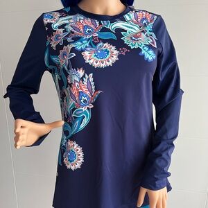 Navy Floral Sun Protection Top